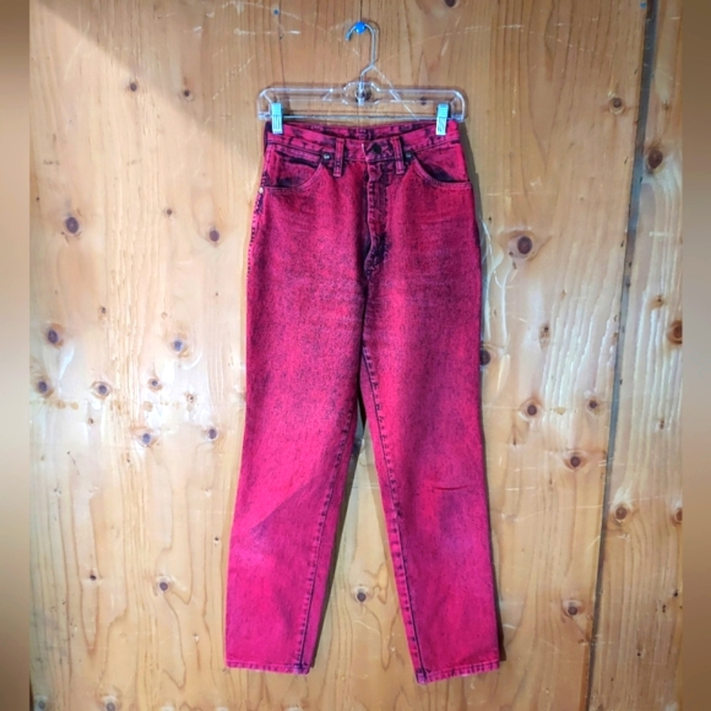 Wrangler Vintage Red Acid Wash Cotton High Rise Western Jeans